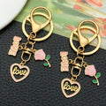 Pink Love Rose and Heart Metal Keychain Collection view 2