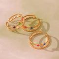Colorful Enamel Evil Eye Open Ring And Steel Bangle view 3