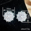 Snowflake Flower Cluster CZ Stud Earrings Silver and Gold Tone view 4