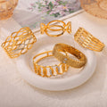 Gold Steel Geometric Hinge Bangles Links Wave Mesh Bars view 2