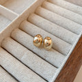 Polished Oval Dome Stud Earrings in Gold and Silver Tones view 6