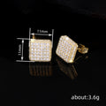 Square Pavé CZ Stud Earrings Gold Silver Rose Gold Tones view 4