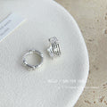 Silver-Tone Bamboo Knot Line Mini Huggie Hoop Earrings view 3