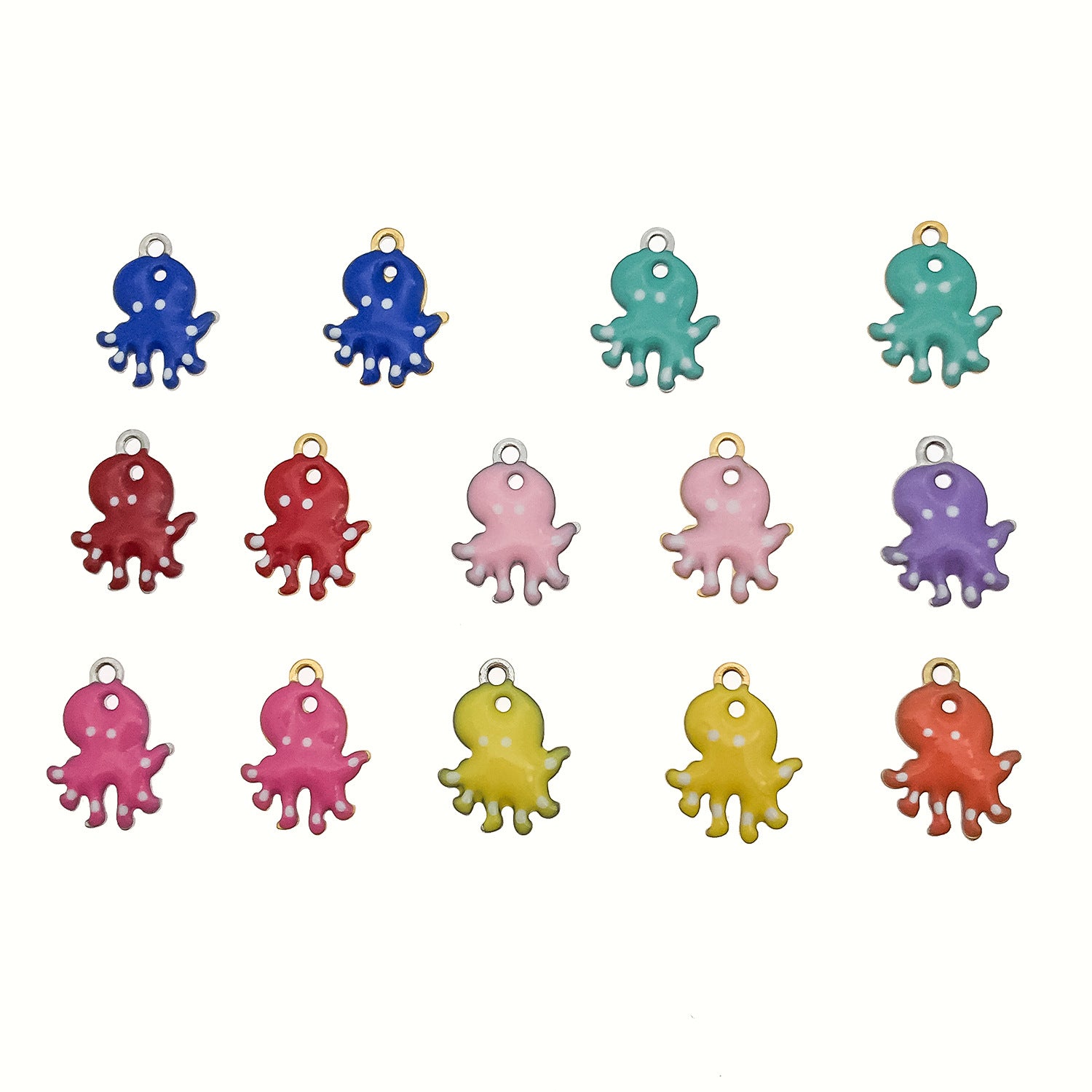 Gold Tone Enamel Stainless Steel Octopus Fish Charm Pendants for Keychain Necklace Making
