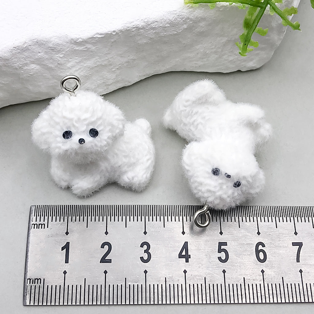 Resin Flocked 3D Corgi Dog charm pendant for DIY keychain phone charm accessories