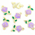 Enamel-Look Gold Silver Rose Alloy Charms in 14 Styles view 10