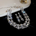 Silver Pearl Rhinestone Necklace Earring Set 2 Styles view 7