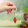 Red Carrot Charm Keychain Green Top Silver Ring Chain view 4