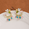 Multicolor Floral Vine Teardrop Fringe Hoop Earrings view 2