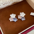 Translucent Flower Stud Earrings with Beaded Petal Clusters view 7