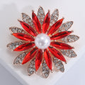 Rose Gold Crystal Sunflower Brooch Pearl Center Four Colors view 6