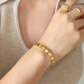 LOVE Square Block Bracelet Snake Chain Gold Or Steel Tone view 6
