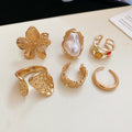 Gold Silver Mixed Open Ring Sets Seashell Crystal Styles view 4