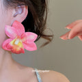 Colorful Resin Orchid Stud Earrings In Five Tropical Shades view 4