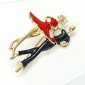 Dancing Couple Enamel Brooch Red Dress Black Suit Pin view 2