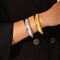 C-Shape Open Cuff Bracelet Polished Gold Or Silver Tone view 2