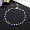 Silver Tone Beaded Evil Eye and Stone Chip Chain Bracelets view 6