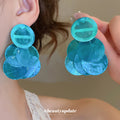 Blue And Red Translucent Disc Cluster Stud Earrings view 3