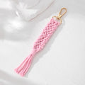 Gold Tone Braided Macrame Tassel Clip Keychains in Six Pastel Colors view 6