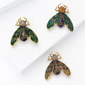 Enamel Insect Brooch Rhinestone Head Three Color Wings view 3