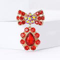 Rhinestone Bow Teardrop Pendant Brooch Gold Tone Four Colors view 4
