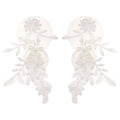 White Fabric Flower and Leaf Statement Drop Earrings view 5