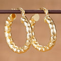 Linked Texture Hoop Earrings in Gold-Tone Metal Jewelry view 5