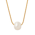 Single Freshwater Pearl Station Necklace Gold Steel Fine Chain view 5