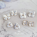 Blue White Porcelain Flower Triangle Geometric Butterfly Studs view 1