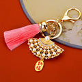 Chinese Enamel and Pearl Fan Tassel Keychains in Four Distinct Styles view 6