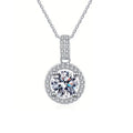 White Gold Round Clear Halo Pendant Necklace Metal Alloy view 5