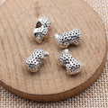 Textured Peanut Shape Large Hole Metal Bead for Jewelry Making view 2