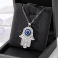Gold and Silver Tone Crystal Hamsa Evil Eye Necklaces and Keychains view 4