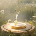 White And Yellow Cross Bead Keychain In Two Packaging Styles view 3