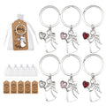 Silver Angel Heart Rhinestone Keychain Clear Pink Red view 1