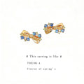 Gold Tone Ribbon Bow And Bright Blue Stone Stud Earrings For Women view 4
