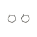 Silver Irregular Organic Round Huggie Hoop Earrings view 5