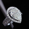 Silver Tone Pear Halo Ring Pave Split Band Sizes 6-10 view 2