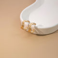 Gold and Silver Irregular Double Bar Open Hoop Earrings view 3
