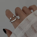 Silver Tone Smiley Open Ring With Double Bands And Ball Ends view 2