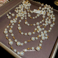 Multi Strand Pearl Gold Bead Necklace Pearl Drop Earrings view 2