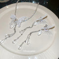 Crystal Butterfly Ear Clips And Rhinestone Tassel Necklace view 2