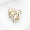 Small Crystal Swan Brooch in Gold and Silver Tones view 4