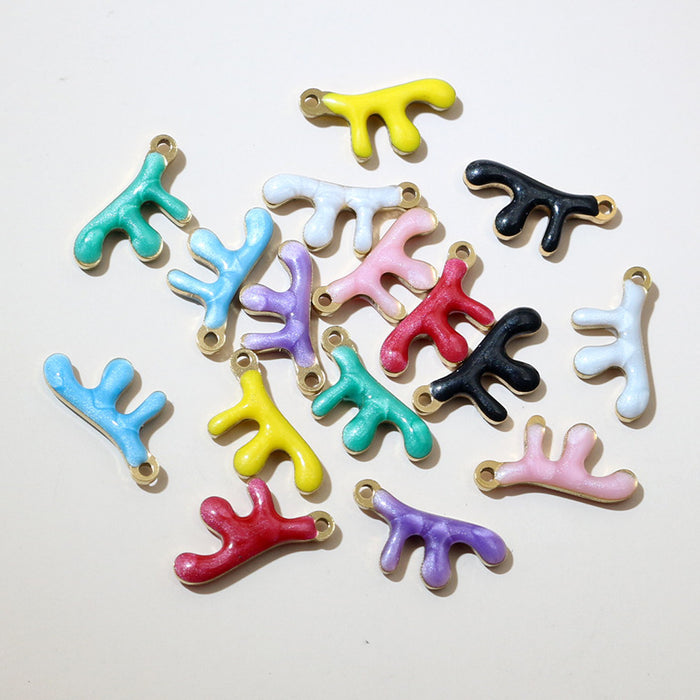 Tiny Colorful Enamel Coral Branch Charms in Nine Options