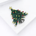 Green Crystal Christmas Tree Brooch Decorative Metal Pin view 4