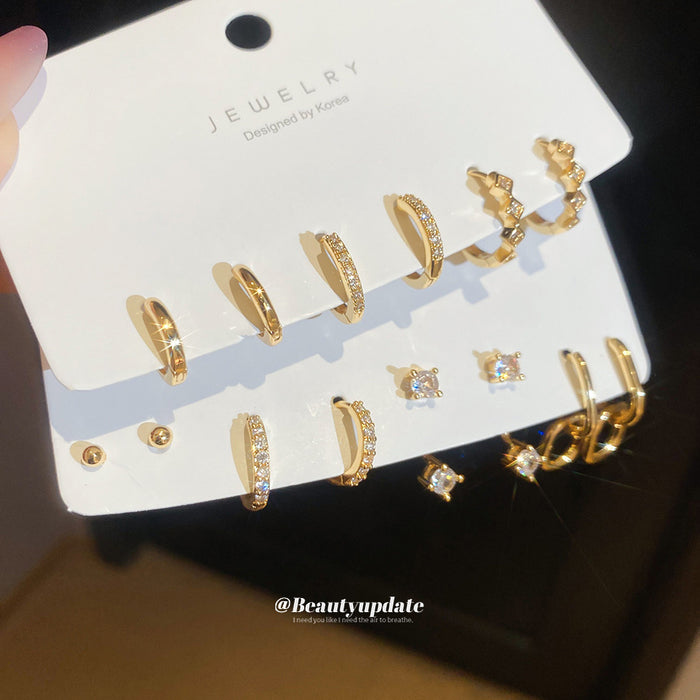 Gold Tone Multipack Of Minimal Studs And Huggie Hoops