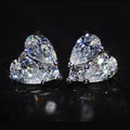 Silver Tone Clear Heart Stud Earrings Twin Pear Stones view 1