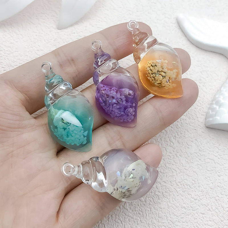 Colorful Glow Acrylic Conch Shell Charm Pendant for DIY Earrings Bag Decoration