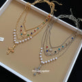 Four Piece Multicolor Sun Pearl and Cross Necklace Sets view 2