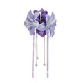 Purple Fabric Lily Hair Clip Pearl Crystal Ribbon Tassels view 5